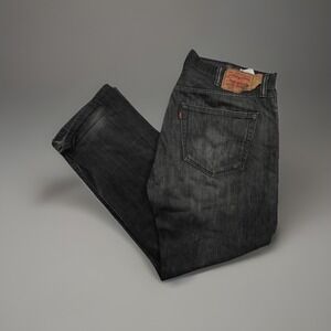 Levi's 501s Men Jeans Size 38X30 (38X29) Black Straight Fit Holes & Distressed